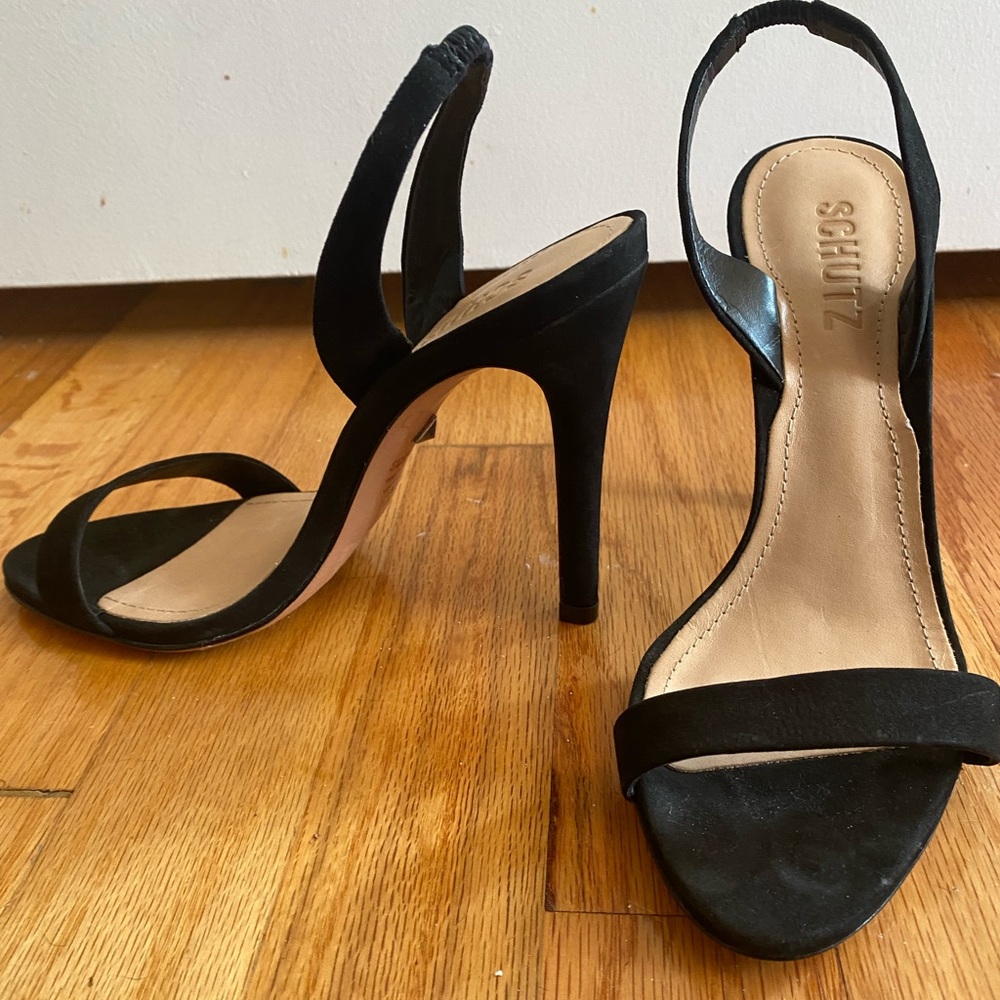 Schutz Black Suede Heel Size 6